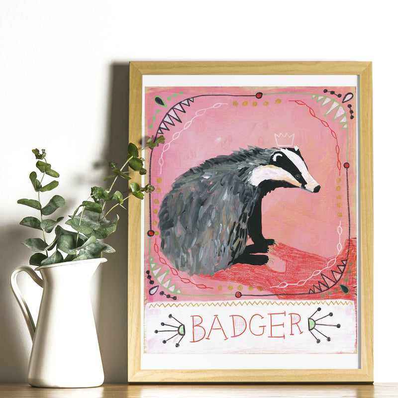 Animal Totem Print - Badger