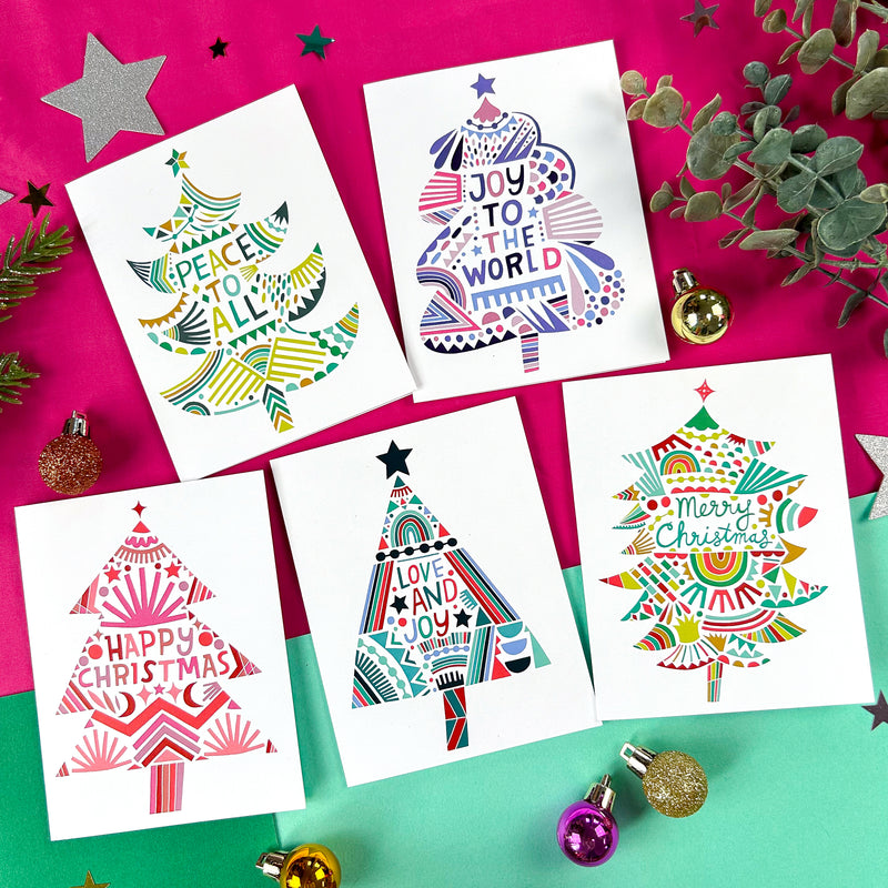 Christmas Tree Holiday Cards | Assorted 5-pack