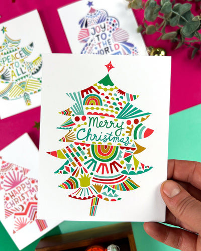 Christmas Tree Holiday Cards | Assorted 5-pack