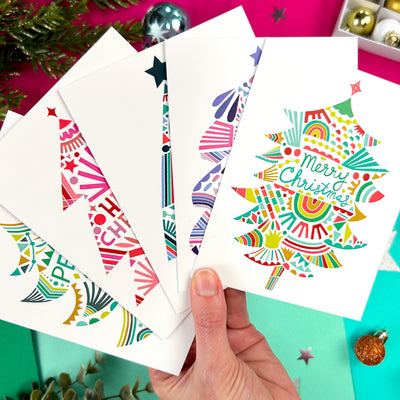 Christmas Tree Holiday Cards | Assorted 5-pack