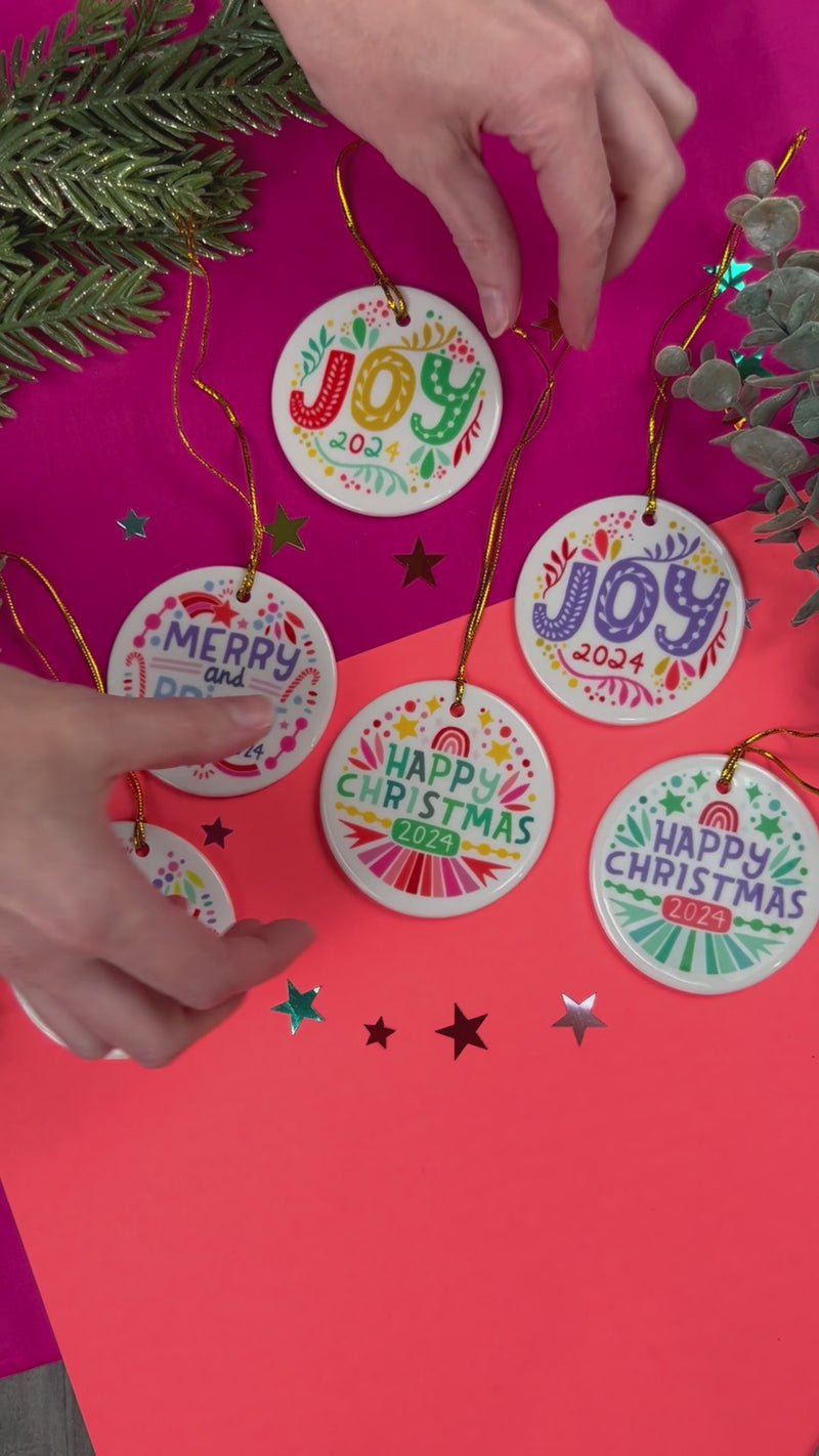 Joy Ceramic Ornament | Multi-Color