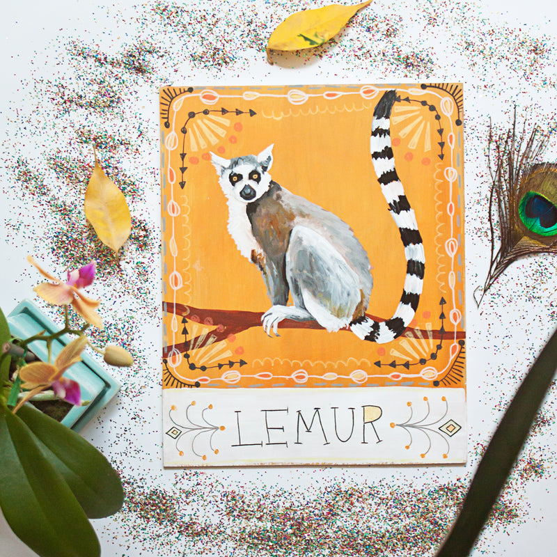 Animal Totem original painting - Lemur