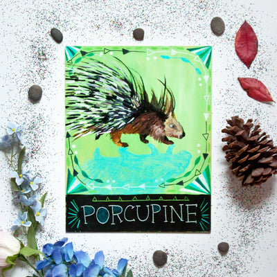 Animal Totem original painting - Porcupine
