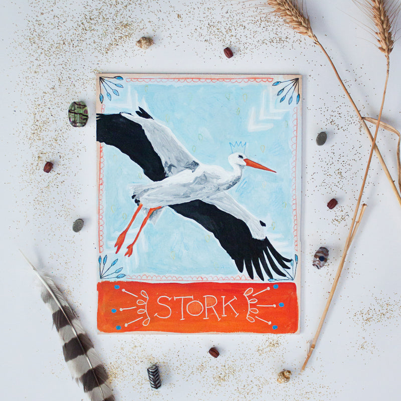 Animal Totem original painting - Stork