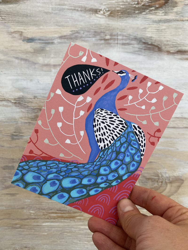 Peacock Thanks Card