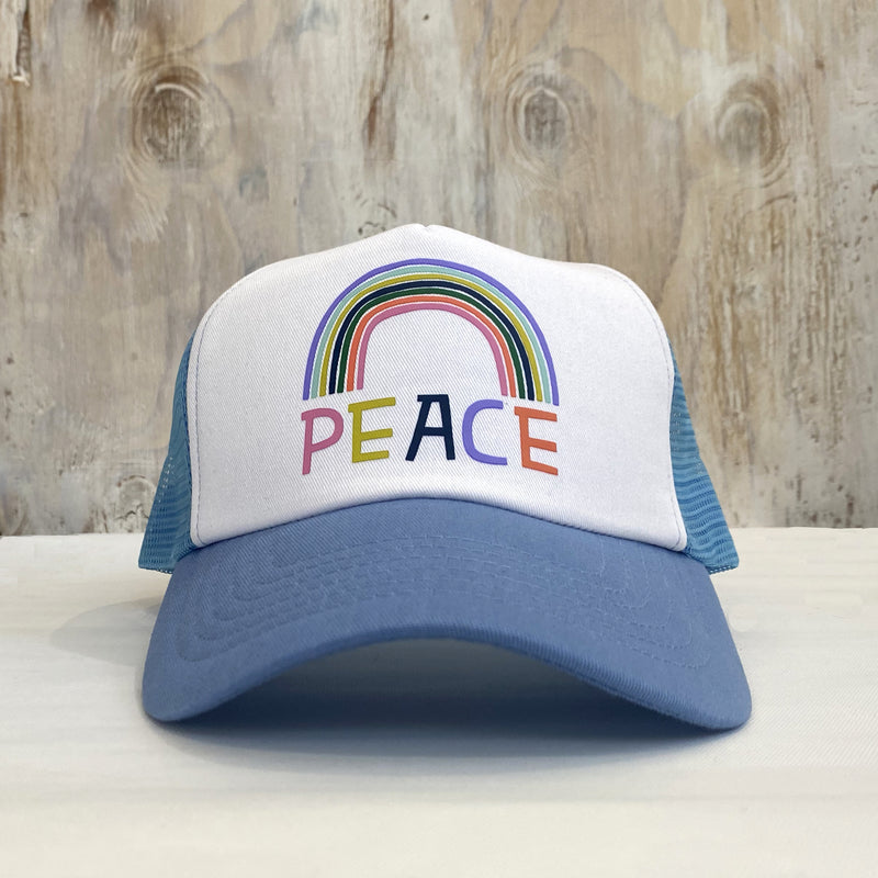 Peace Trucker Hat - Sky Blue